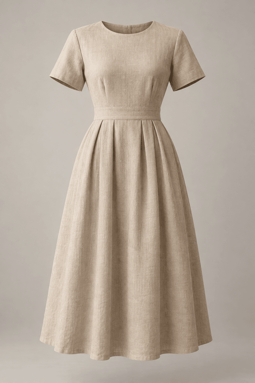 Illustrative neutral short-sleeve dress